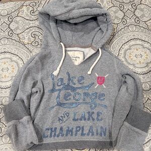 Abercrombie & Fitch Gray Hoodie with Blue and Pink Details